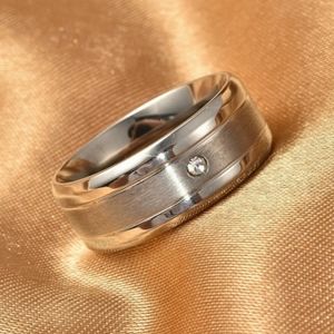 NEW Unisex White Australian Crystal Titanium Wedding Band